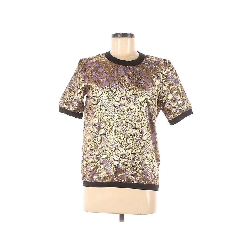 2012 MARNI at H&M Metallic Gold & Purple Jacquard Floral Top - US 6